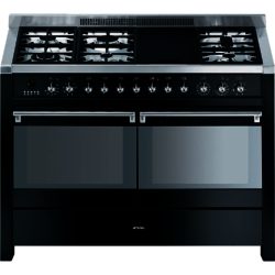 Smeg A4BL-8 Opera 120cm Dual Cavity Dual Fuel Range Cooker in Gloss Black